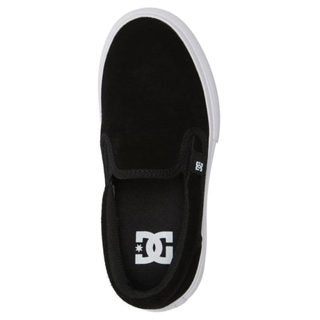 DC SHOES　マニュアル スリッポン SD　ブラック/ホワイト（スウェード）子供用スケートシューズ