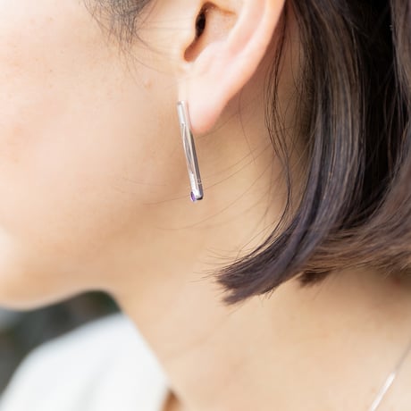 ピアス＜オンザライン＞３cm◆アメシスト