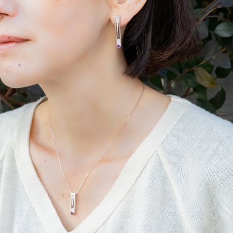 ピアス＜オンザライン＞３cm◆アメシスト