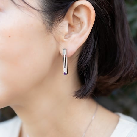 ピアス＜オンザライン＞３cm◆アメシスト