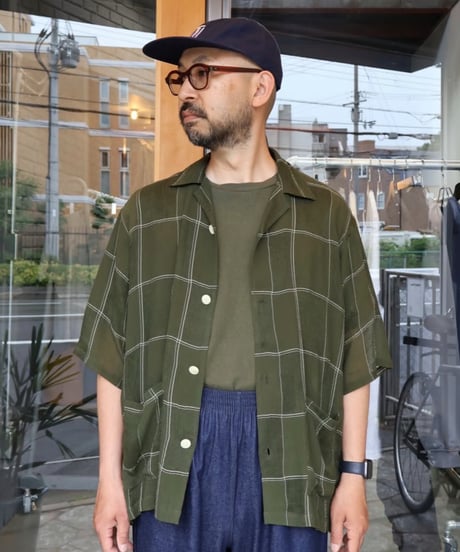 〈NEEDLES〉Cabana Shirt - Cupra Crepe Plaid / Olive, Brown