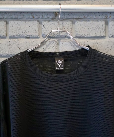 〈SOUTH2 WEST8〉L/S Crew Neck Shirt - Knit Mesh / Black