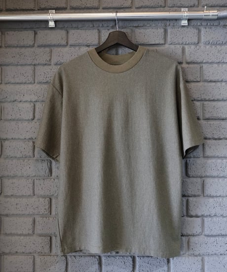 〈WALLA WALLA SPORT〉U.S. Made Jacquard Stripe Tee / Olive. Navy