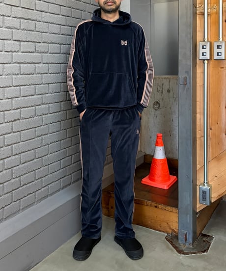〈NEEDLES〉Narrow Track Pant - C/PE Velour / Steel Blue, Taupe