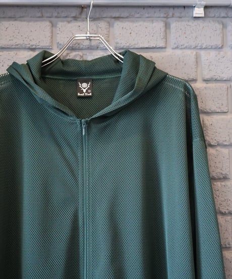 〈SOUTH2 WEST8〉Zipped Hoody - Knit Mesh / Green