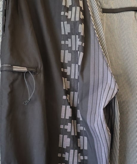 〈ENGINEERD GARMENTS〉Drawstring Pant - Multi Pattern Stripe Jacquard / Black x Grey