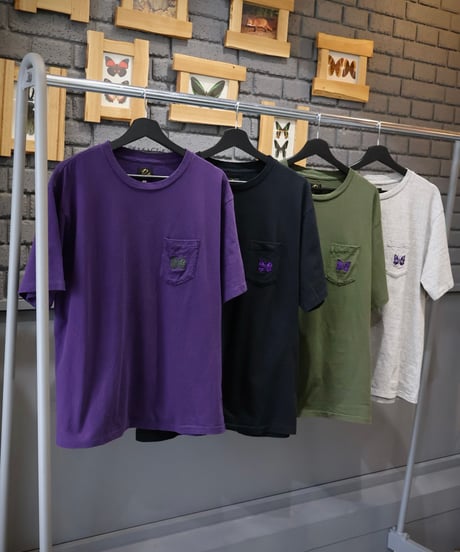 〈NEEDLES〉S/S Pocket Tee - Cotton Jersey / Purple, Black, Green, Heather Grey