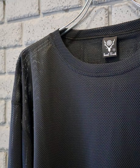 〈SOUTH2 WEST8〉L/S Crew Neck Shirt - Knit Mesh / Black