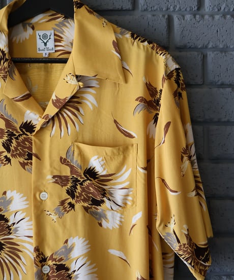 〈SOUTH2 WEST8〉S/S Open Collar Shirt - Eagle / Yellow, Green