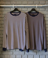〈NEEDLES〉L/S Crew Neck Tee - Cotton Stripe Jerssey / Navy x Beige, Navy x Mocha