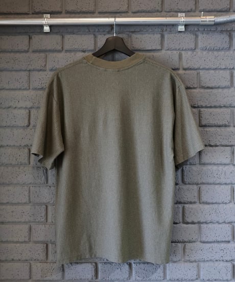 〈WALLA WALLA SPORT〉U.S. Made Jacquard Stripe Tee / Olive. Navy