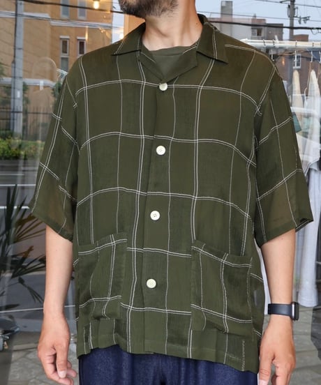 〈NEEDLES〉Cabana Shirt - Cupra Crepe Plaid / Olive, Brown