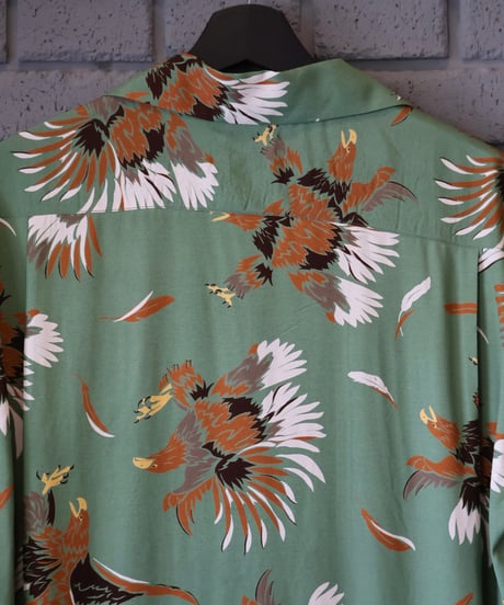 〈SOUTH2 WEST8〉S/S Open Collar Shirt - Eagle / Yellow, Green