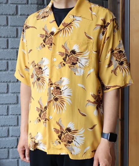 〈SOUTH2 WEST8〉S/S Open Collar Shirt - Eagle / Yellow, Green