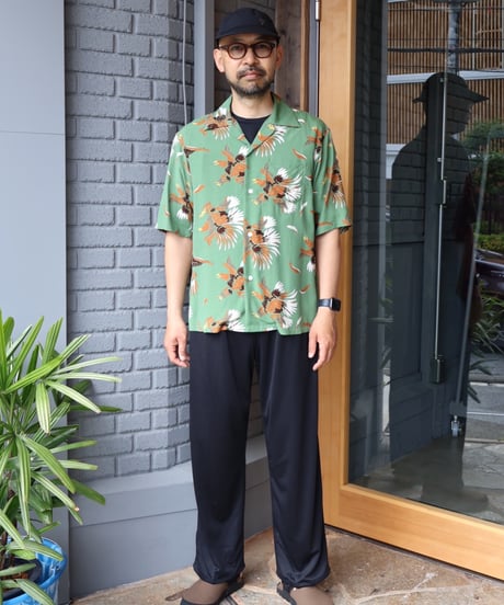〈SOUTH2 WEST8〉S/S Open Collar Shirt - Eagle / Yellow, Green
