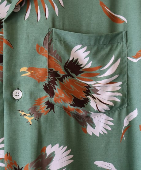 〈SOUTH2 WEST8〉S/S Open Collar Shirt - Eagle / Yellow, Green