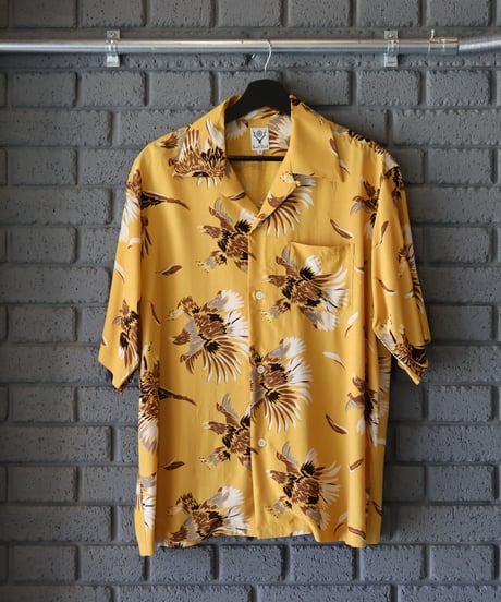 〈SOUTH2 WEST8〉S/S Open Collar Shirt - Eagle / Yellow, Green