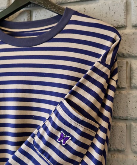 〈NEEDLES〉L/S Crew Neck Tee - Cotton Stripe Jerssey / Navy x Beige, Navy x Mocha