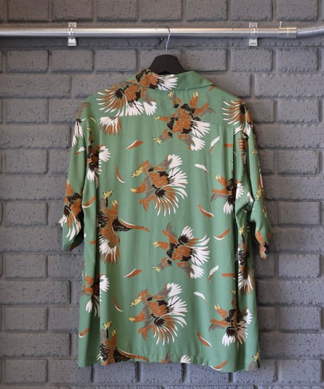 〈SOUTH2 WEST8〉S/S Open Collar Shirt - Eagle / Yellow, Green
