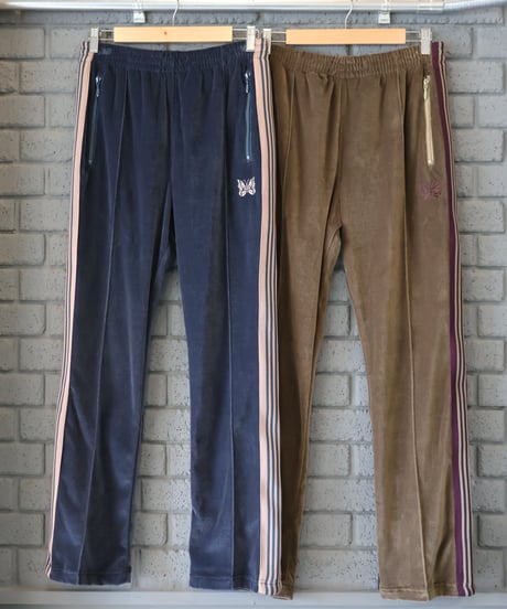 〈NEEDLES〉Narrow Track Pant - C/PE Velour / Steel Blue, Taupe