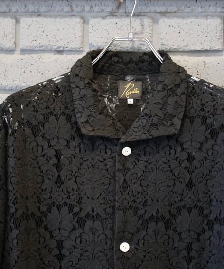 〈NEEDLES〉Widespread Collar Shirt - Raschel Lace / Black