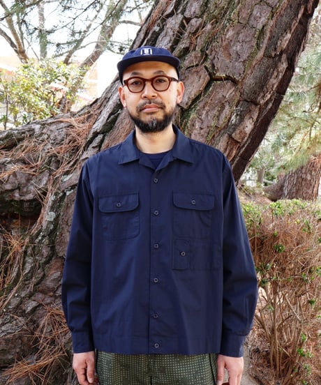 〈ENGINEERED GARMENTS〉Bowling Shirt - Cotton Broadcloth / Dk.Navy