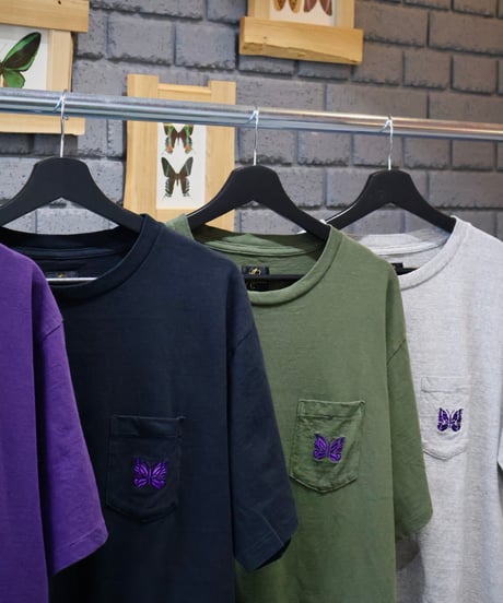 〈NEEDLES〉S/S Pocket Tee - Cotton Jersey / Purple, Black, Green, Heather Grey