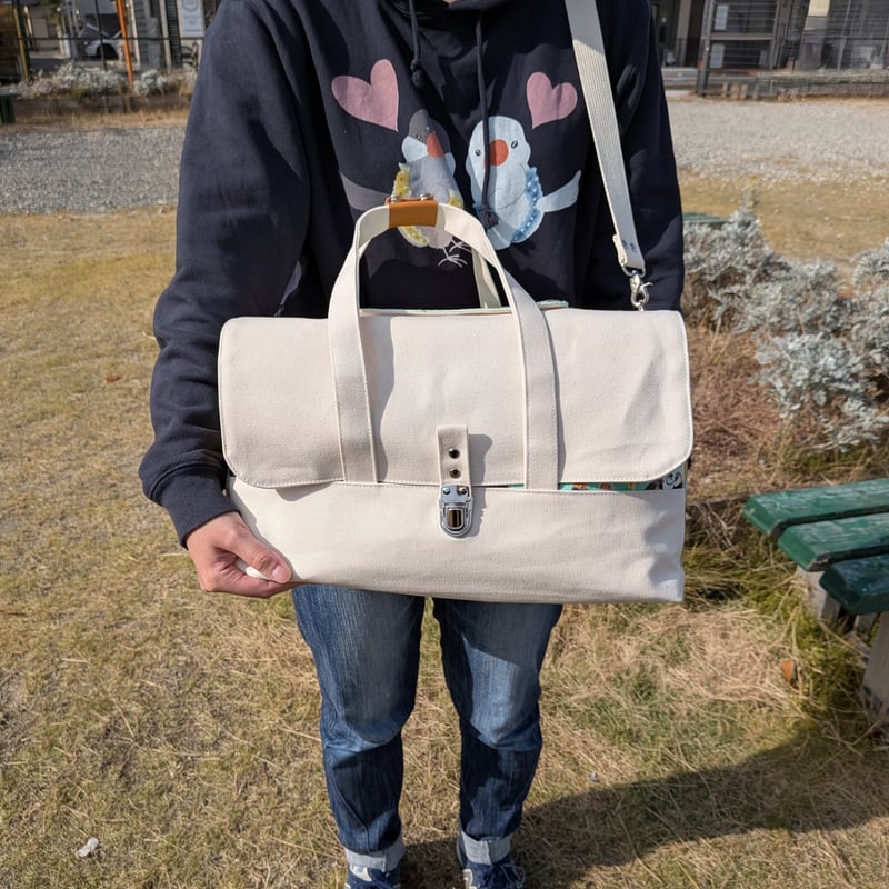 鳥さんの通院バッグ ココトリバッグ【生成✕フィンチ柄】 | ココトリバッグ