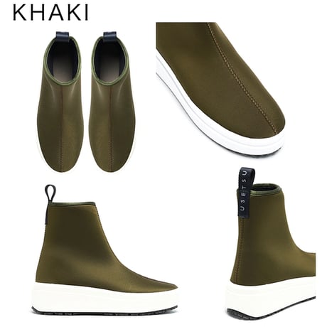 UESETU（ウセツ）ウォータプルーフ ノンスリップ スニーカー リガバリー スノーブーツ U-001-543 Grippy “グリッピー” KHAKI×WHITE