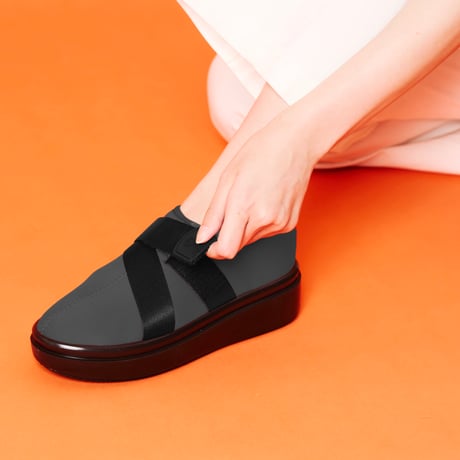 UESETU（ウセツ）ウォータリペレント ベロクロ スニーカー リガバリー レインシューズ U-003-543  Wrappy “ラッピー” GRAY×BLACK