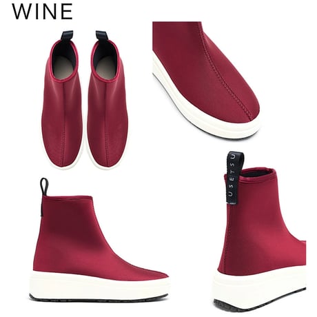 UESETU（ウセツ）ウォータプルーフ ノンスリップ スニーカー リガバリー スノーブーツ U-001-543 Grippy “グリッピー” WINE×WHITE