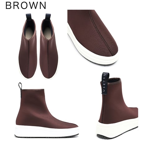 UESETU（ウセツ）ウォータプルーフ ノンスリップ スニーカー リガバリー スノーブーツ U-001-543 Grippy “グリッピー” BROWN×WHITE