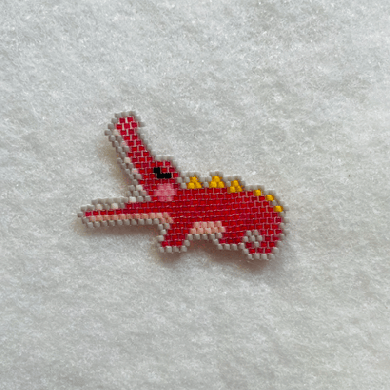 あくびワニ（ピンク）・ビーズステッチ図案 Brick Stitch Pattern