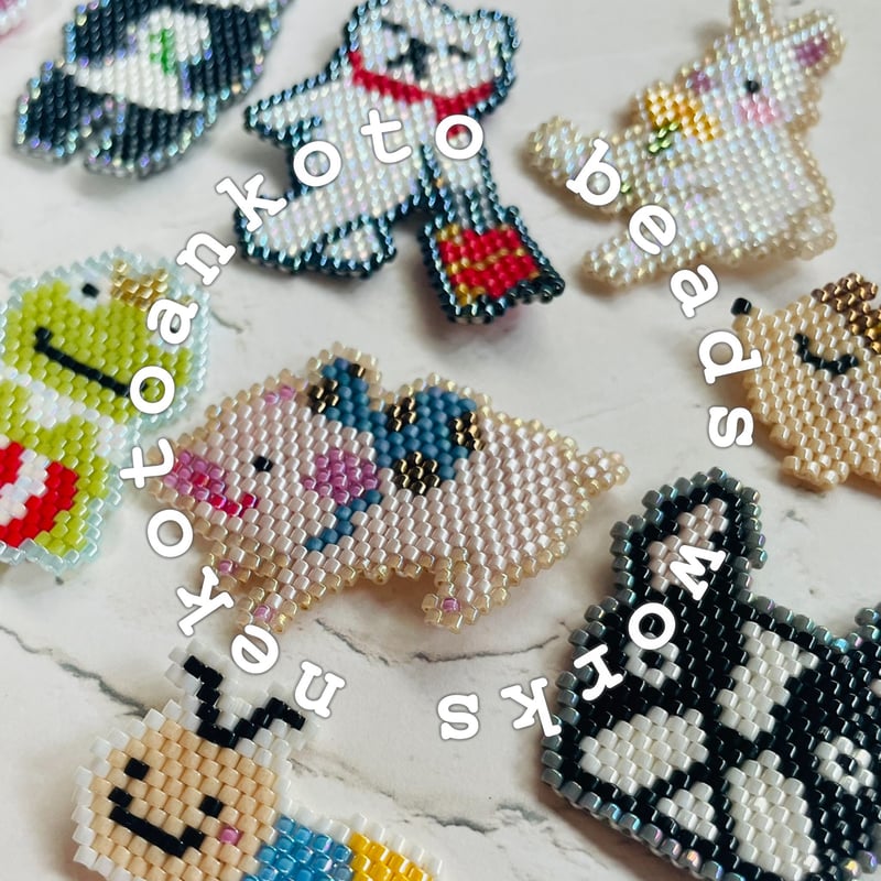 お散歩トイプードル（キャラメル）・ビーズステッチ図案 Brick Stitch