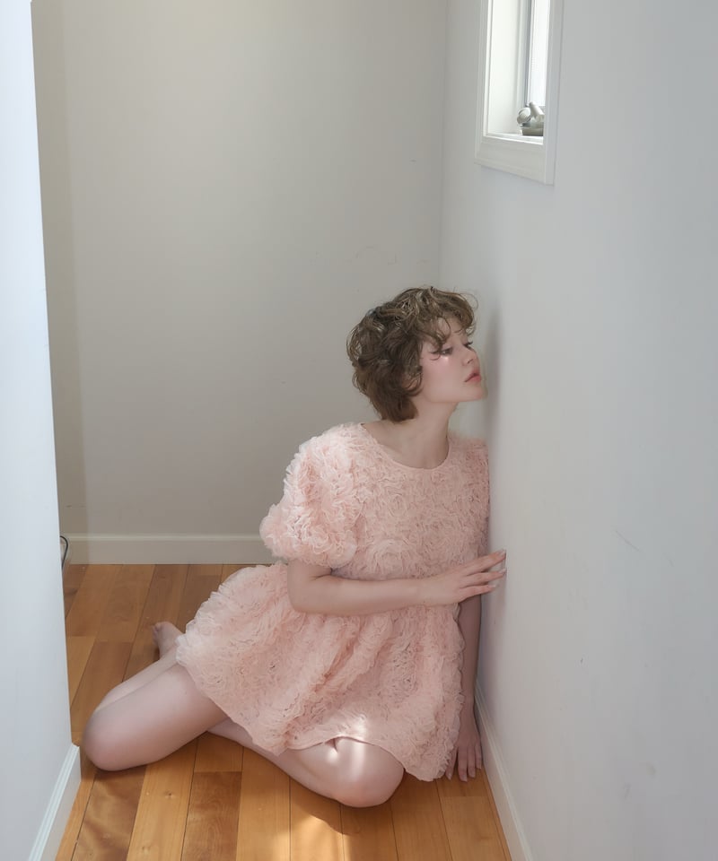 rosette tulle peplum blouse(pink) | sovisoon.of