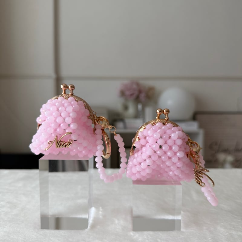ビーズがま口チャーム（ミルキーピンク） | NIIA