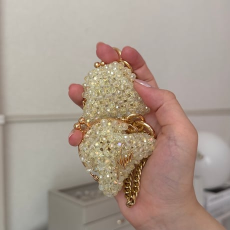 がま口チャーム（シャンパンイエロー×ゴールド金具）