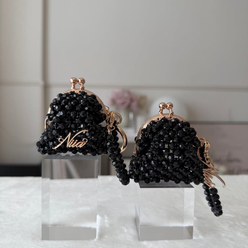 ビーズがま口チャーム（ブラック） | NIIA