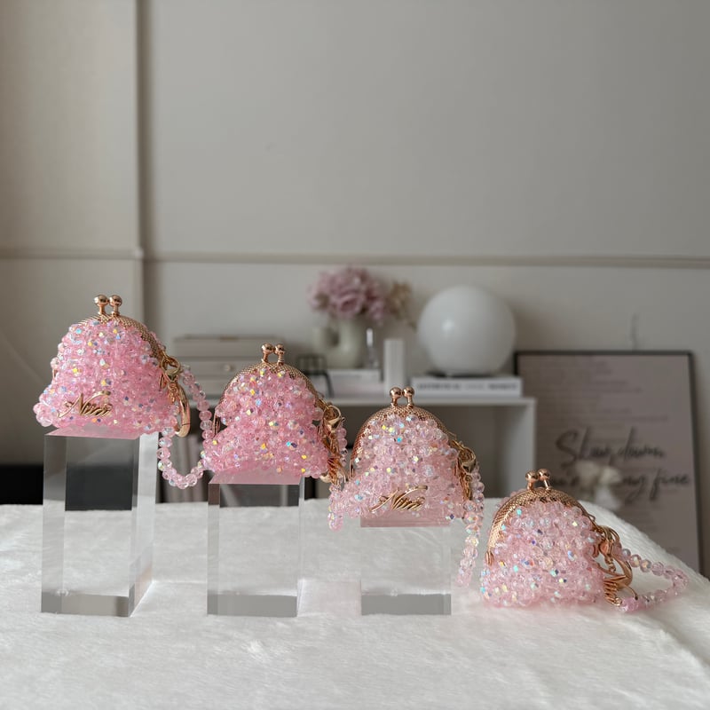 ビーズがま口チャーム（クリアピンク濃） | NIIA