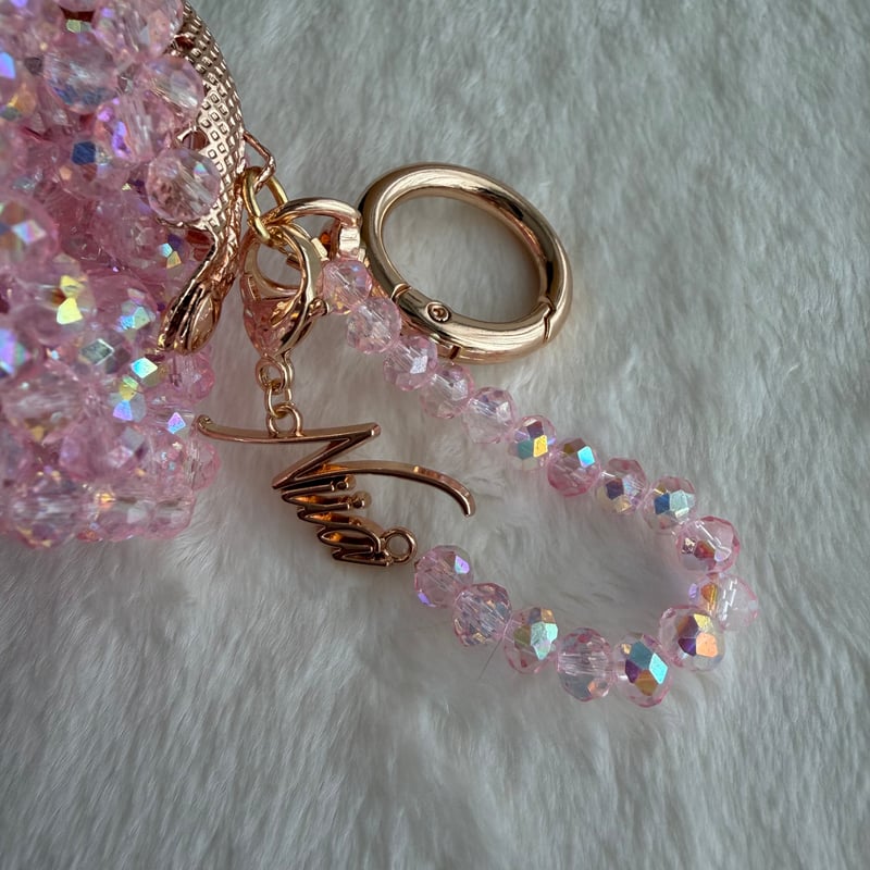 ビーズがま口チャーム（クリアピンク濃） | NIIA