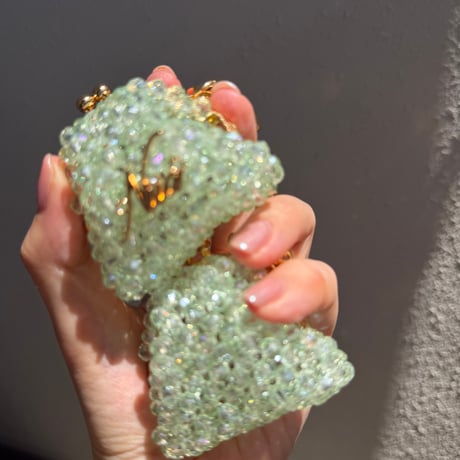 がま口チャーム（アップルグリーン×ゴールド金具）