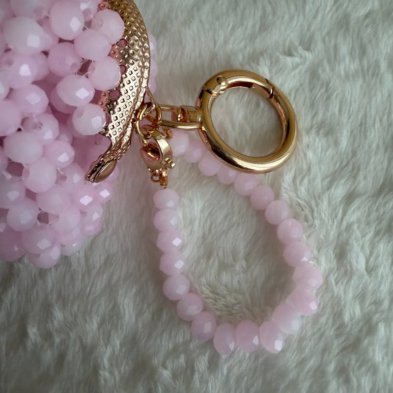 ビーズがま口チャーム（ミルキーピンク） | NIIA