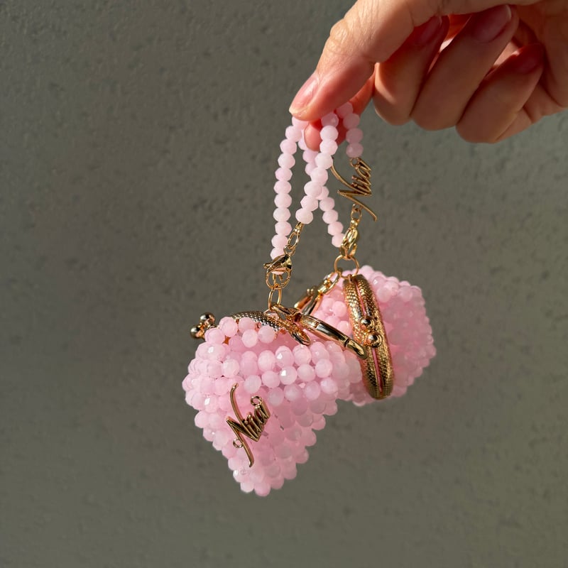 ビーズがま口チャーム（ミルキーピンク） | NIIA