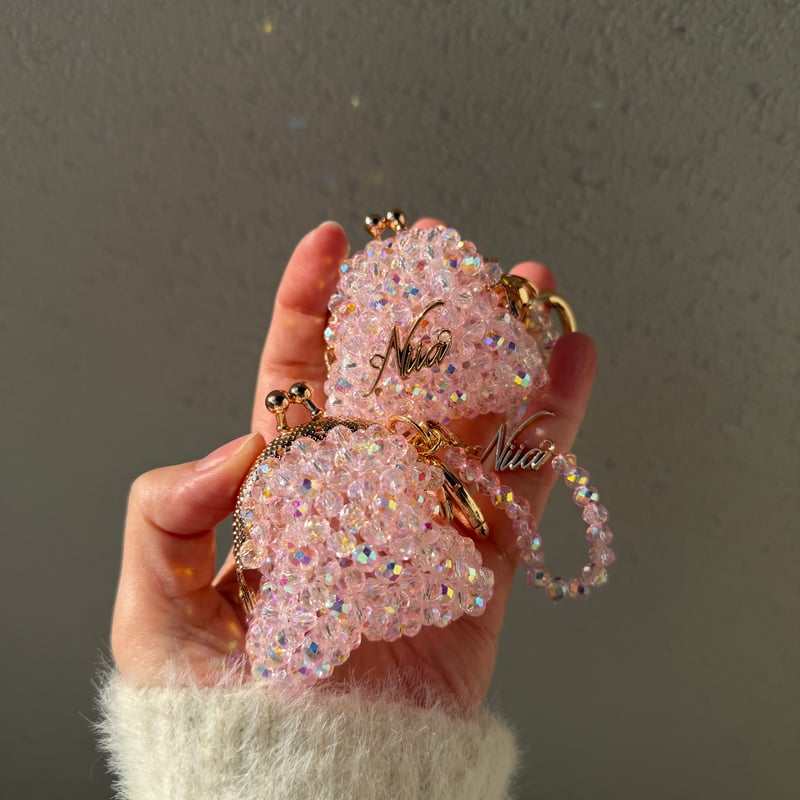 ビーズがま口チャーム（クリアピンク薄） | NIIA