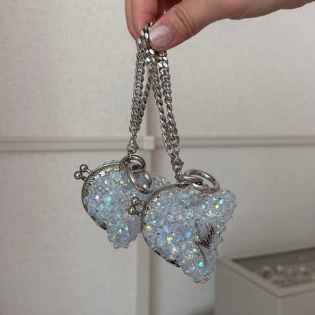 がま口チャーム（ブルー×シルバー金具）