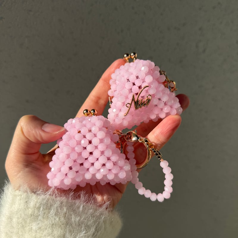 ビーズがま口チャーム（ミルキーピンク） | NIIA