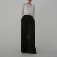 Loose Faux Leather Wide Pants