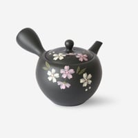 常滑焼　黒泥丸桜急須　セラメッシュ　満水容量300ml