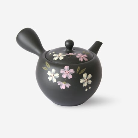 常滑焼　黒泥丸桜急須　セラメッシュ　満水容量300ml