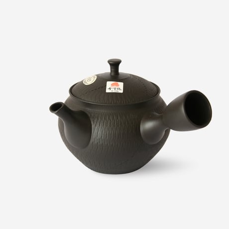 常滑焼　黒泥袋ビリ急須　セラメッシュ　満水容量360ml　化粧箱入り